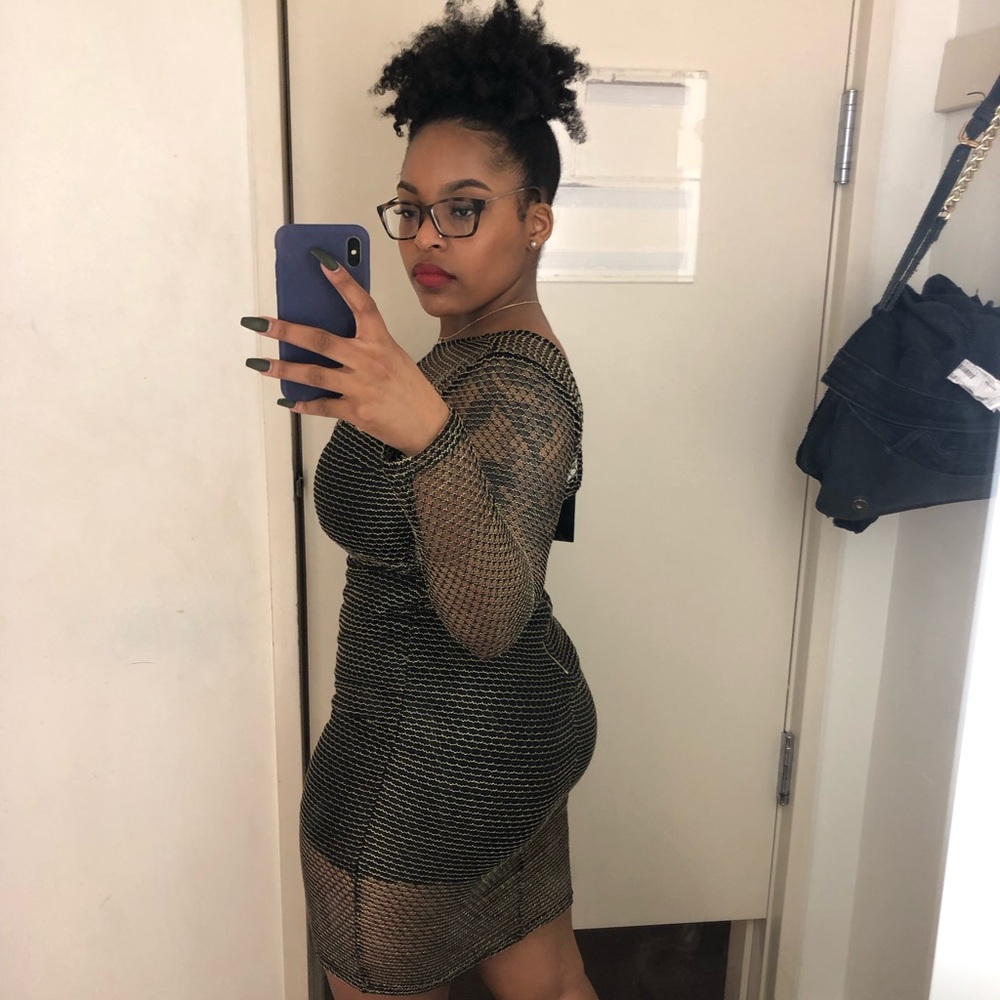 Gold & Black Net Dress